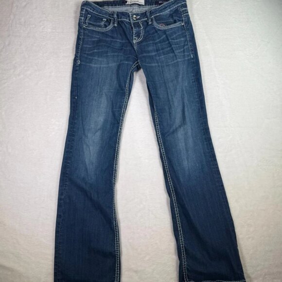 Vigoss Collection Women’s Size 7 Bootcut Jeans Blue Contrast Stitch Mid Rise - Picture 3 of 8